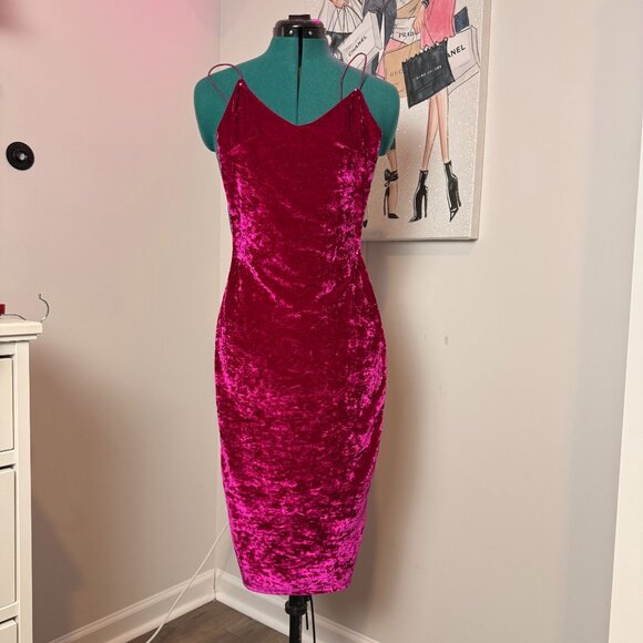 Revamped Dresses & Skirts - Revamped Pink Velvet Spaghetti Strap Dress Size XS